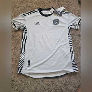 New San Jose Earthquakes Adidas Authentic Jersey Mens Gray 22/23 $130